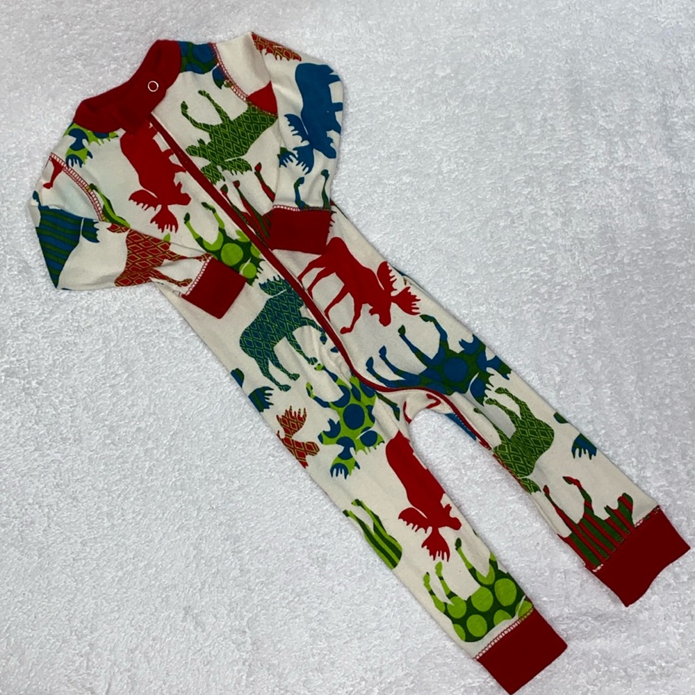 Lazy one union suit footless pajama moose print 6m